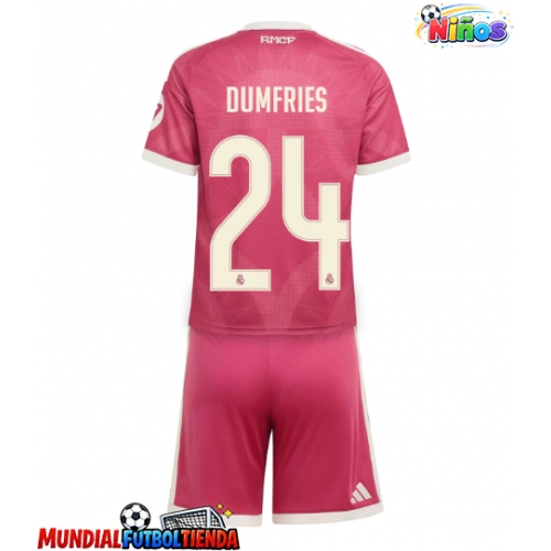 Camiseta Real Madrid Denzel Dumfries #24 Tercera Equipación Replica 2026-27 para niños mangas cortas (+ Pantalones cortos)